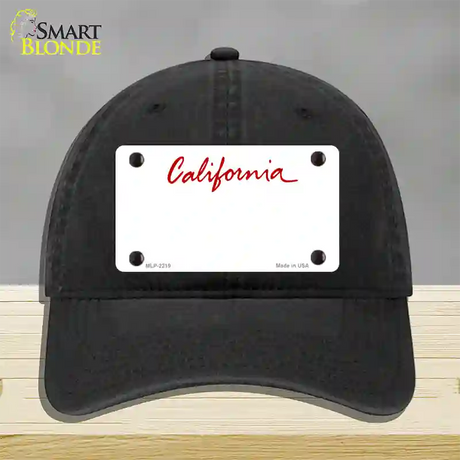 California State Blank Novelty License Plate Hat Unconstructed Cotton / Black