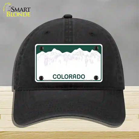 Colorado Green State Blank Novelty License Plate Hat Unconstructed Cotton / Black