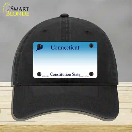 Connecticut State Blank Novelty License Plate Hat Unconstructed Cotton / Black