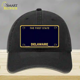 Delaware State Blank Novelty License Plate Hat Unconstructed Cotton / Black