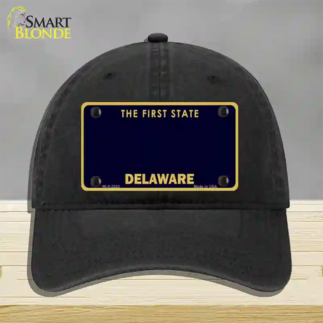 Delaware State Blank Novelty License Plate Hat Unconstructed Cotton / Black