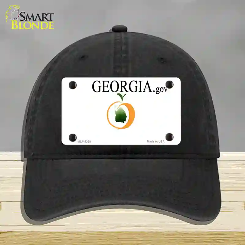 Georgia State Blank Novelty License Plate Hat Unconstructed Cotton / Black