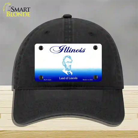 Illinois State Blank Novelty License Plate Hat Unconstructed Cotton / Black