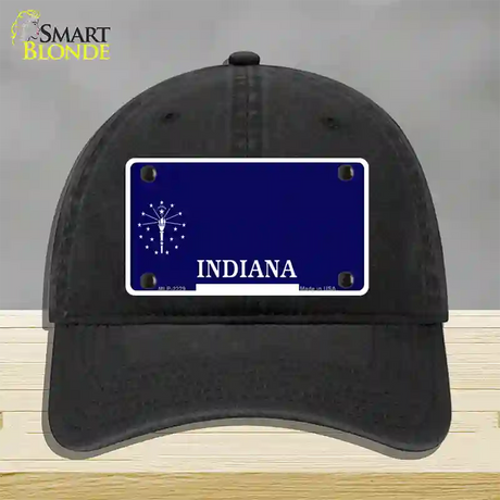 Indiana State Blank Novelty License Plate Hat Unconstructed Cotton / Black