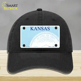 Kansas State Blank Novelty License Plate Hat Unconstructed Cotton / Black