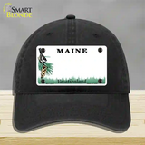 Maine State Blank Novelty License Plate Hat Unconstructed Cotton / Black