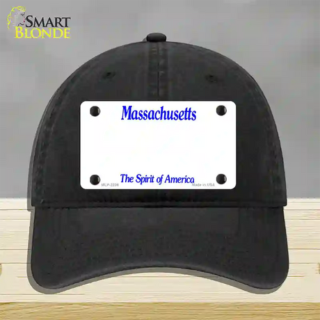 Massachusetts State Blank Novelty License Plate Hat Unconstructed Cotton / Black