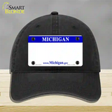 Michigan State Blank Novelty License Plate Hat Unconstructed Cotton / Black