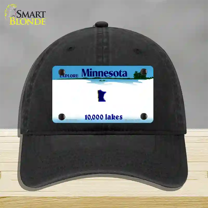 Minnesota State Blank Novelty License Plate Hat Unconstructed Cotton / Black