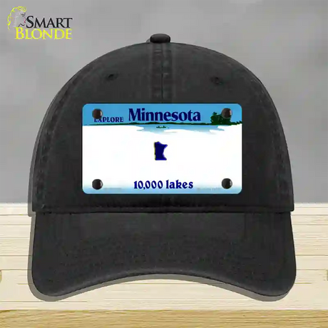 Minnesota State Blank Novelty License Plate Hat Unconstructed Cotton / Black