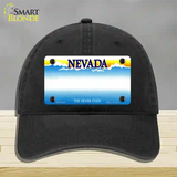 Nevada State Blank Novelty License Plate Hat Unconstructed Cotton / Black