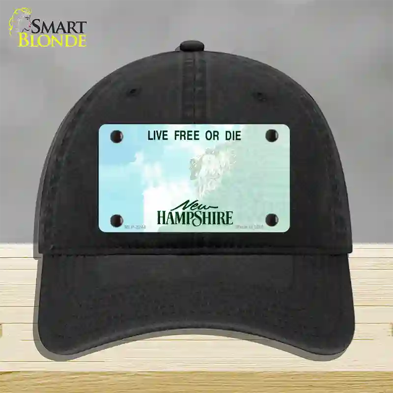 New Hampshire State Blank Novelty License Plate Hat Unconstructed Cotton / Black