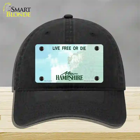 New Hampshire State Blank Novelty License Plate Hat Unconstructed Cotton / Black