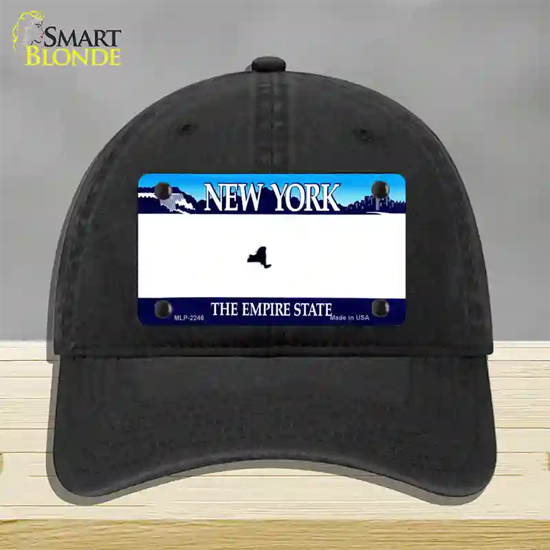 New York State State Blank Novelty License Plate Hat Unconstructed Cotton / Black