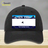 New York State State Blank Novelty License Plate Hat Unconstructed Cotton / Black