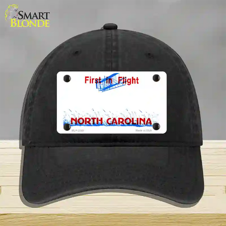 North Carolina State Blank Novelty License Plate Hat Unconstructed Cotton / Black