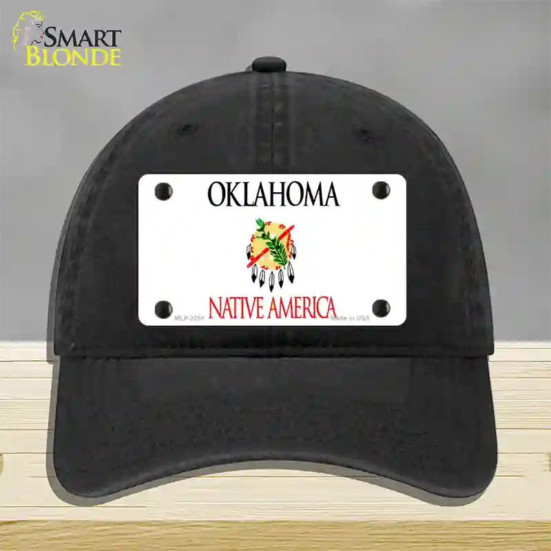 Oklahoma State Blank Novelty License Plate Hat Unconstructed Cotton / Black