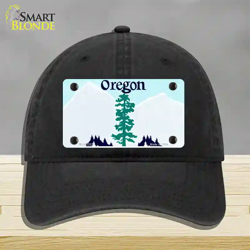 Oregon State Blank Novelty License Plate Hat Unconstructed Cotton / Black