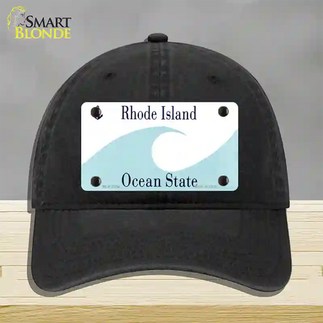 Rhode Island State Blank Novelty License Plate Hat Unconstructed Cotton / Black