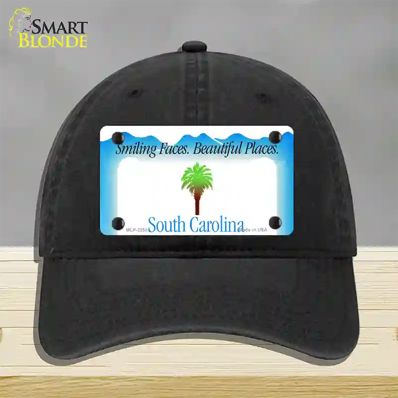 South Carolina State Blank Novelty License Plate Hat Unconstructed Cotton / Black