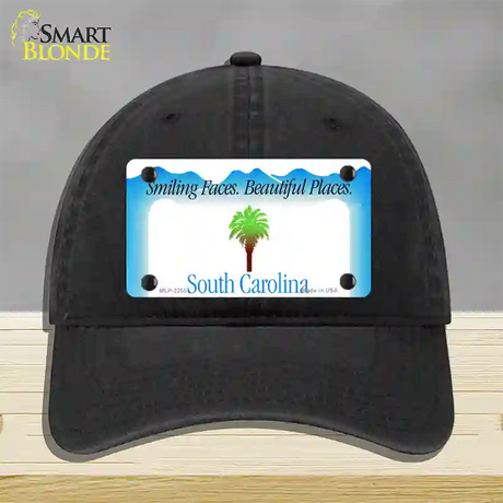 South Carolina State Blank Novelty License Plate Hat Unconstructed Cotton / Black