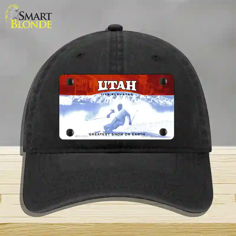 Utah State Blank Novelty License Plate Hat Unconstructed Cotton / Black