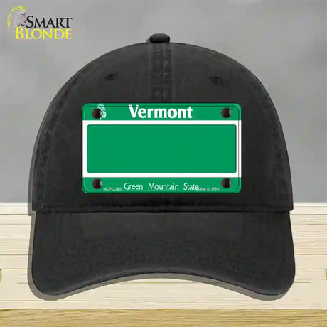 Vermont State Blank Novelty License Plate Hat Unconstructed Cotton / Black