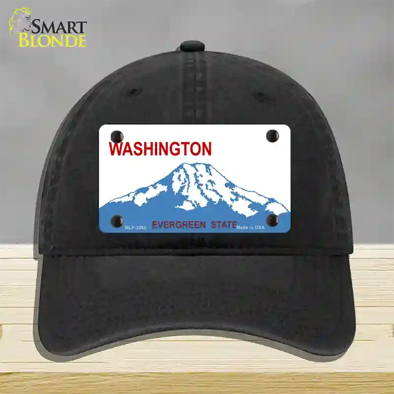 Washington State Blank Novelty License Plate Hat Unconstructed Cotton / Black