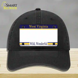 West Virginia State Blank Novelty License Plate Hat Unconstructed Cotton / Black