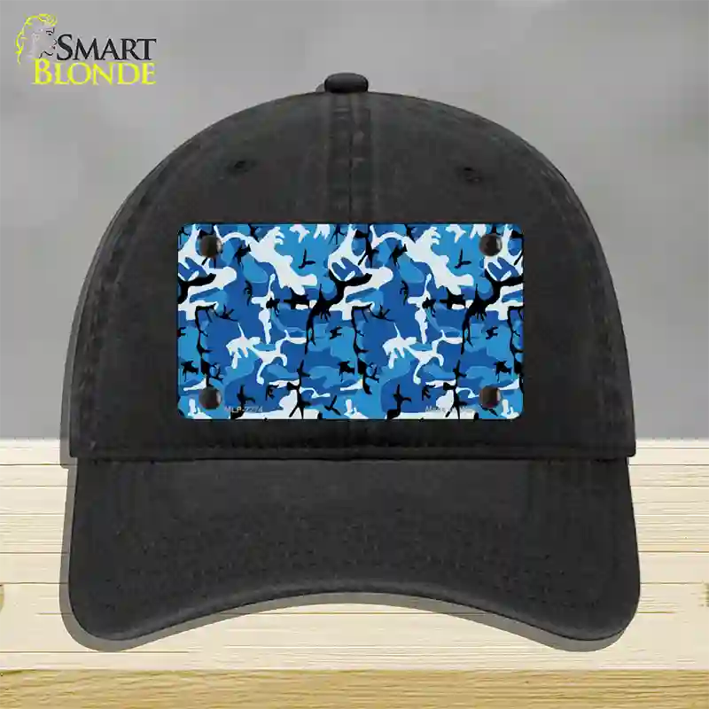 Blue Camouflage Novelty License Plate Hat Unconstructed Cotton / Black