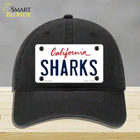 Sharks California State Novelty License Plate Hat Unconstructed Cotton / Black