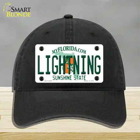 Lightning Florida State Novelty License Plate Hat Unconstructed Cotton / Black