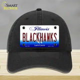 Blackhawks Illinois State Novelty License Plate Hat Unconstructed Cotton / Black