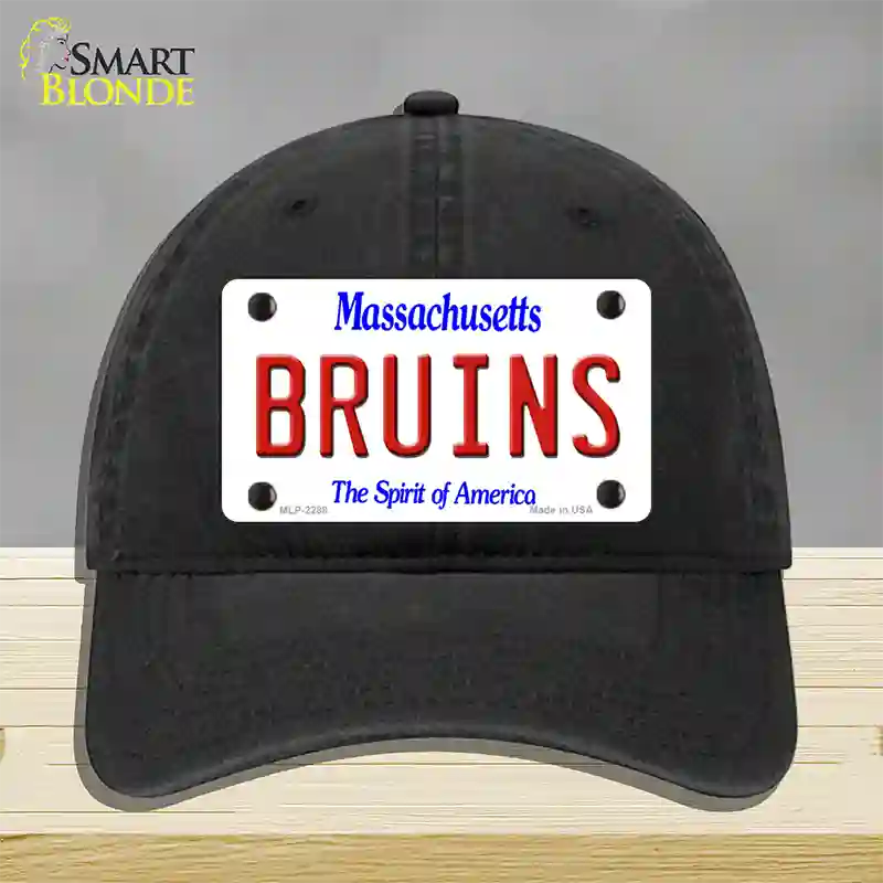 Bruins Massachusetts State Novelty License Plate Hat Unconstructed Cotton / Black