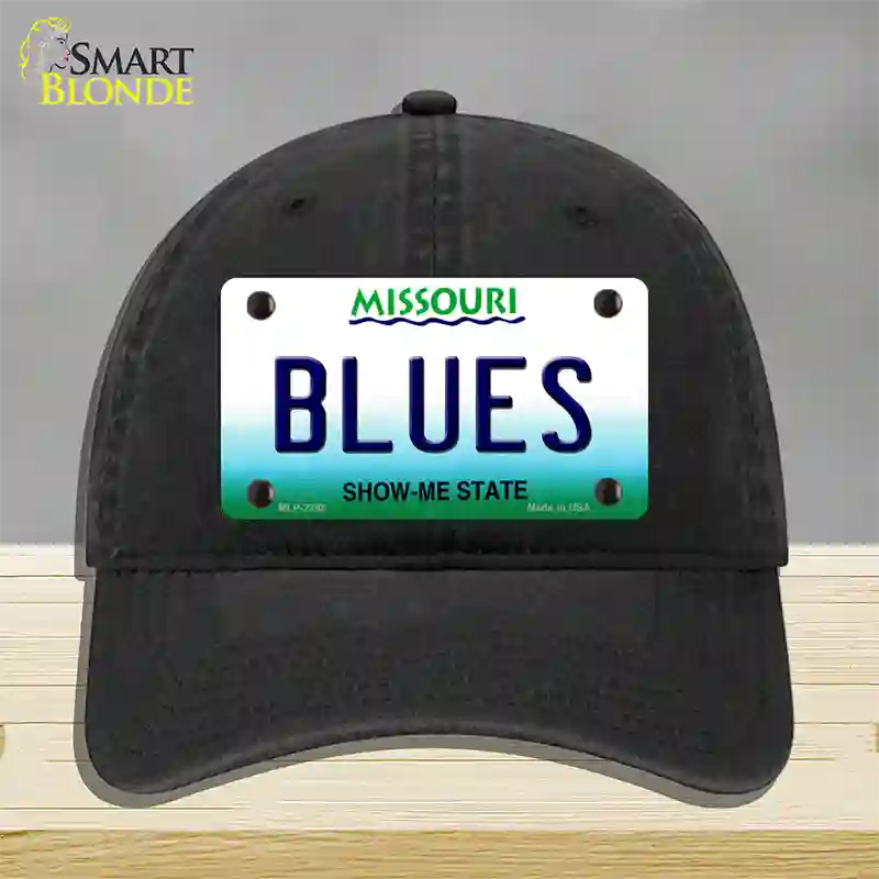 Blues Missouri State Novelty License Plate Hat Unconstructed Cotton / Black