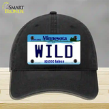 Wild Minnesota State Novelty License Plate Hat Unconstructed Cotton / Black