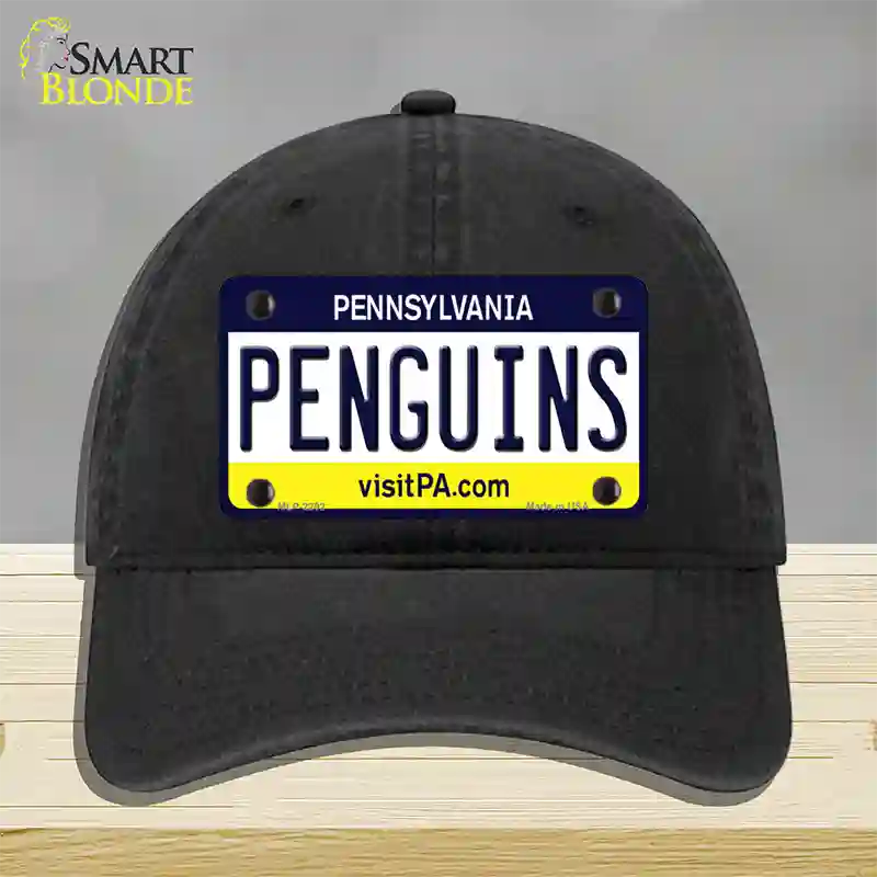 Penguins Pennsylvania State Novelty License Plate Hat Unconstructed Cotton / Black