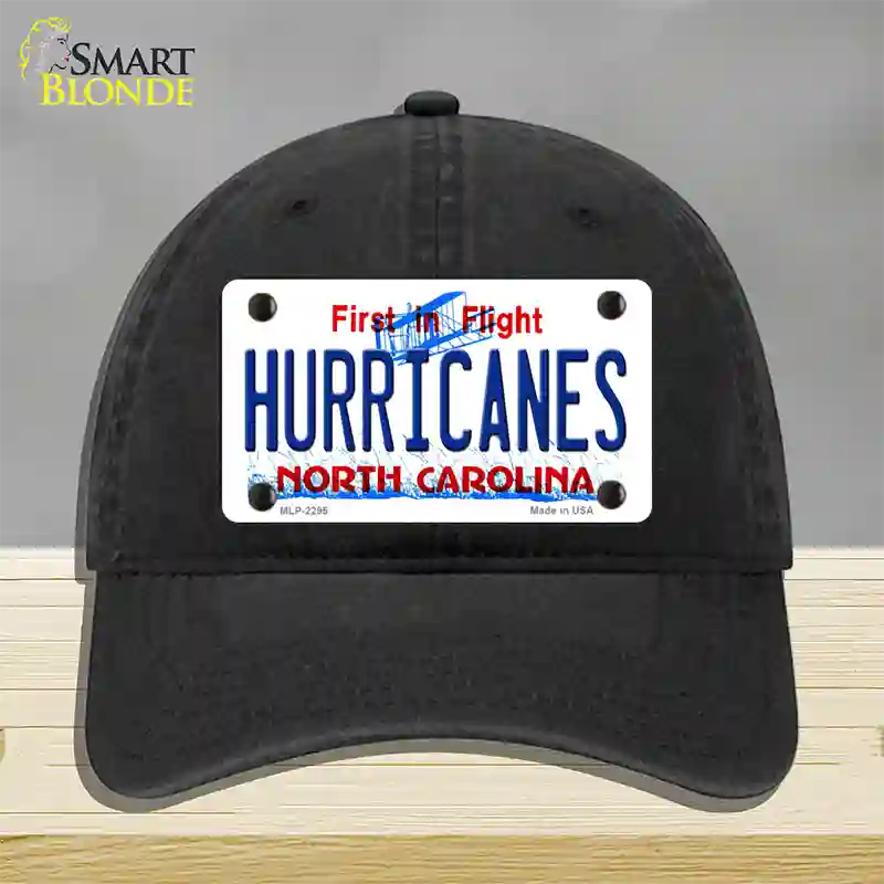 Hurricanes North Carolina State Novelty License Plate Hat Unconstructed Cotton / Black