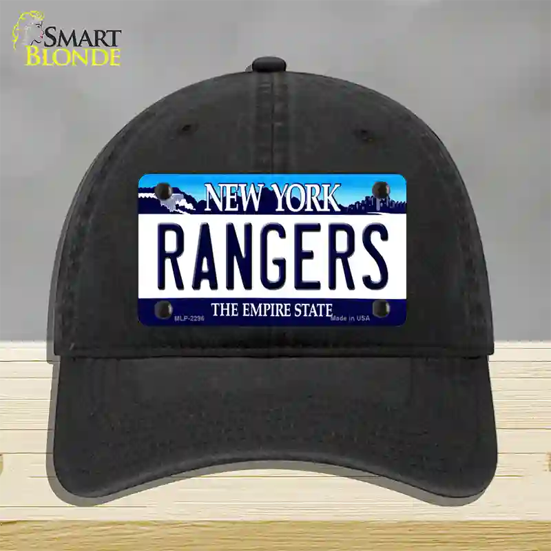 Rangers New York State Novelty License Plate Hat Unconstructed Cotton / Black