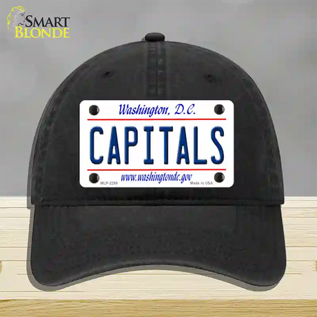 Capitals Washington DC State Novelty License Plate Hat Unconstructed Cotton / Black