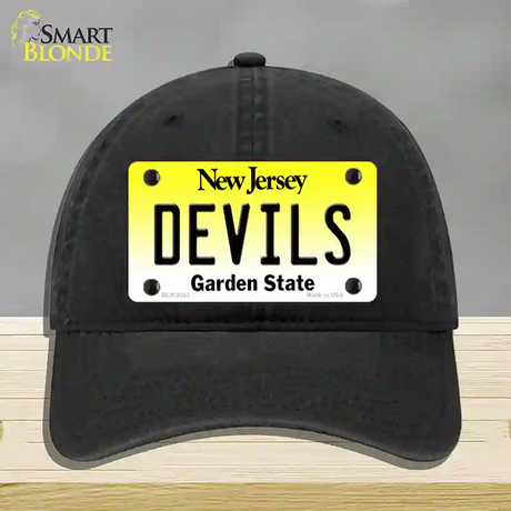 Devils New Jersey State Novelty License Plate Hat Unconstructed Cotton / Black