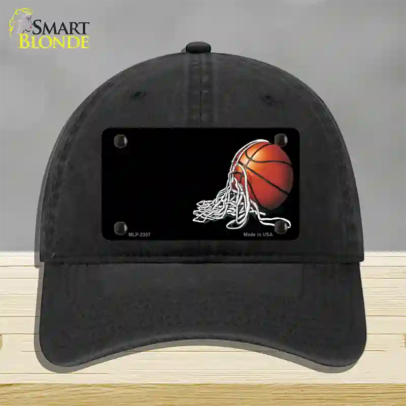Basketball With Net Offset Novelty License Plate Hat Unconstructed Cotton / Black