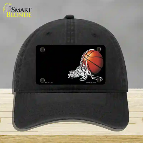 Basketball With Net Offset Novelty License Plate Hat Unconstructed Cotton / Black