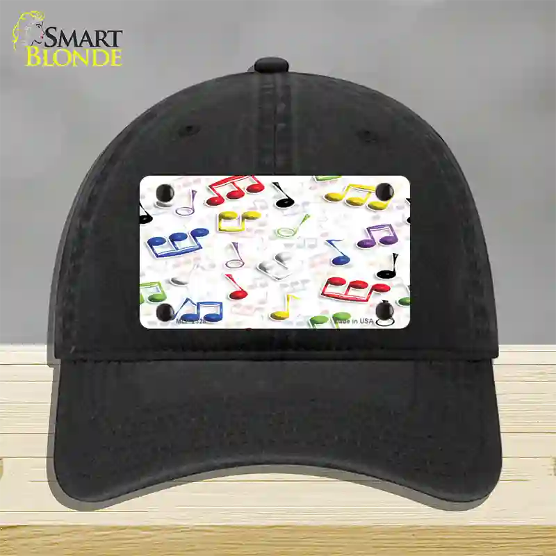 Musical Notes Multi-Color Novelty License Plate Hat Unconstructed Cotton / Black