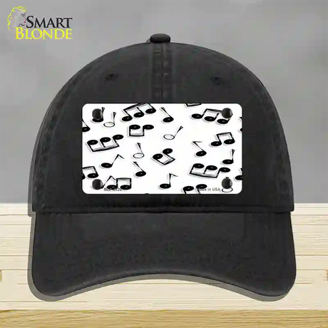 Musical Notes Black White Novelty License Plate Hat Unconstructed Cotton / Black