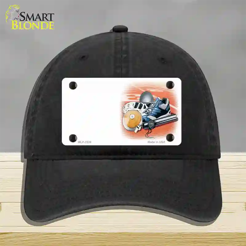 Track And Field Offset Novelty License Plate Hat Unconstructed Cotton / Black