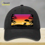 Sunset Beach Novelty License Plate Hat Unconstructed Cotton / Black