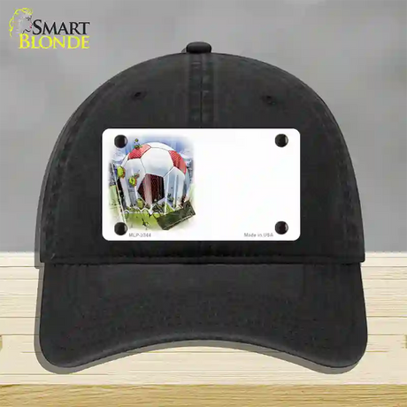 Soccer Ball Offset Novelty License Plate Hat Unconstructed Cotton / Black