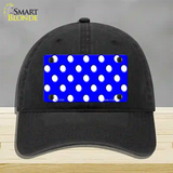 White Polka Dots Royal Blue Novelty License Plate Hat Unconstructed Cotton / Black