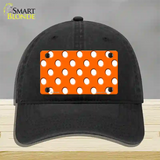 White Polka Dots Orange Novelty License Plate Hat Unconstructed Cotton / Black